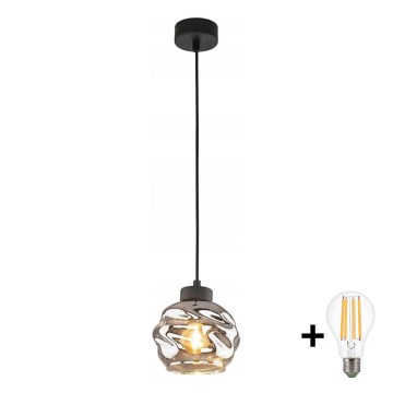 LED luster na kabelu ZULIA 1xE27/15W/230V crna/zadimljena crna