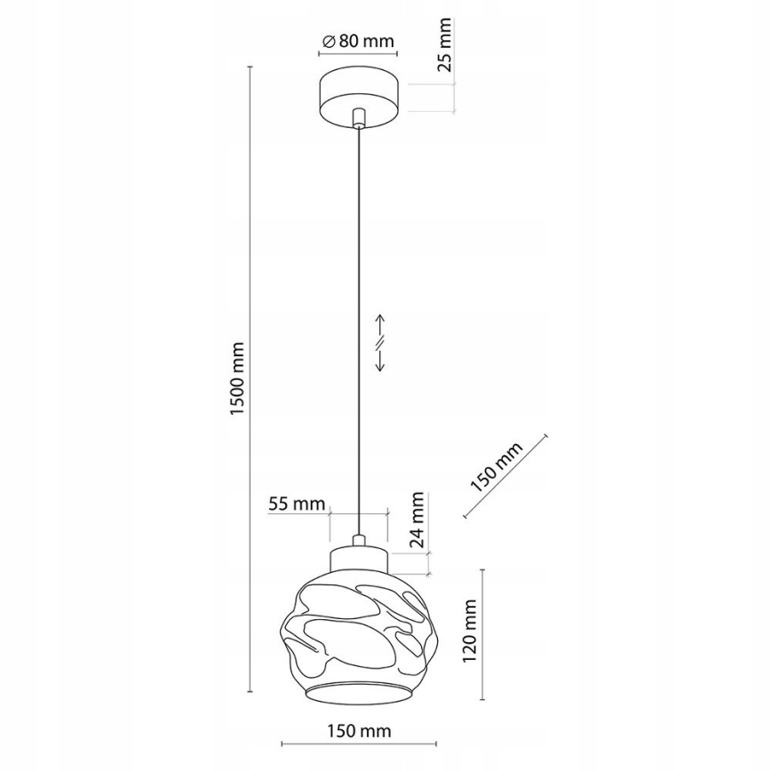 LED luster na kabelu ZULIA 1xE27/15W/230V crna/zadimljena crna
