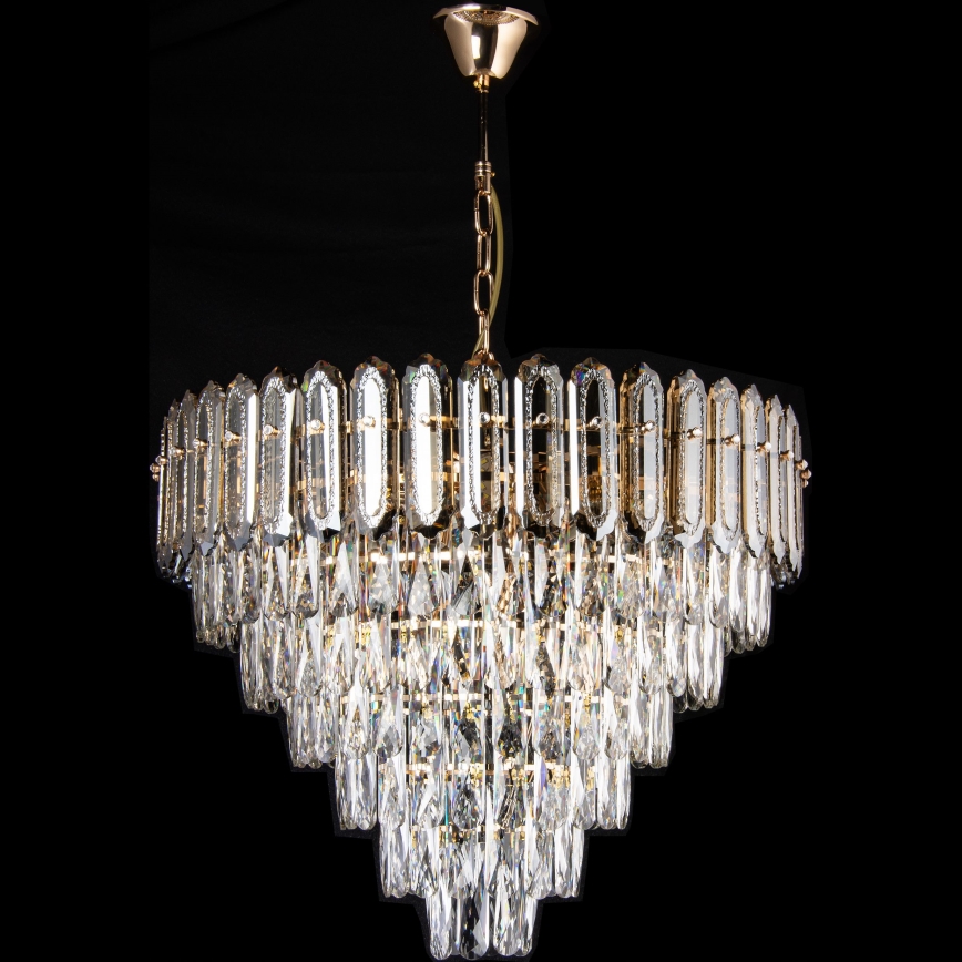 LED Luster na lancu 11xE27/60W/230V + 7xLED/6W pr. 60 cm zlatna