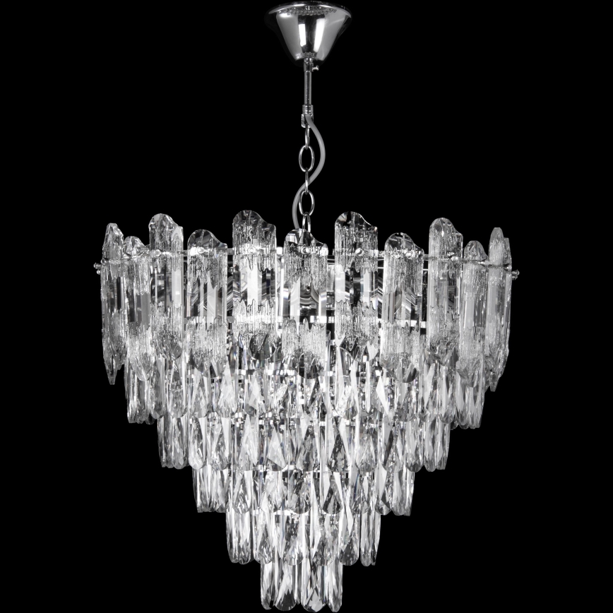 LED luster na lancu, 9x E27 (60W/230V) + 6x LED (6W), promjer 50 cm, sjajni krom