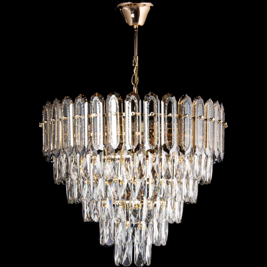 LED Luster na lancu 9xE27/60W/230V + 6xLED/6W pr. 50 cm zlatna