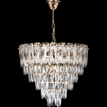 LED Luster na lancu 9xE27/60W/230V + 6xLED/6W pr. 50 cm zlatna
