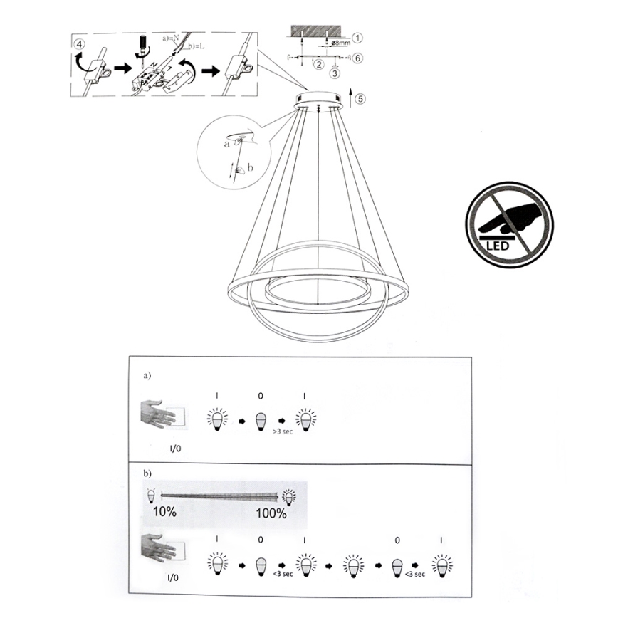 Leuchten Direkt 11526-55 - LED Luster na lancu za prigušivanje CIRCLE 1xLED/13,5W/230V + LED/19,5W + LED/24W