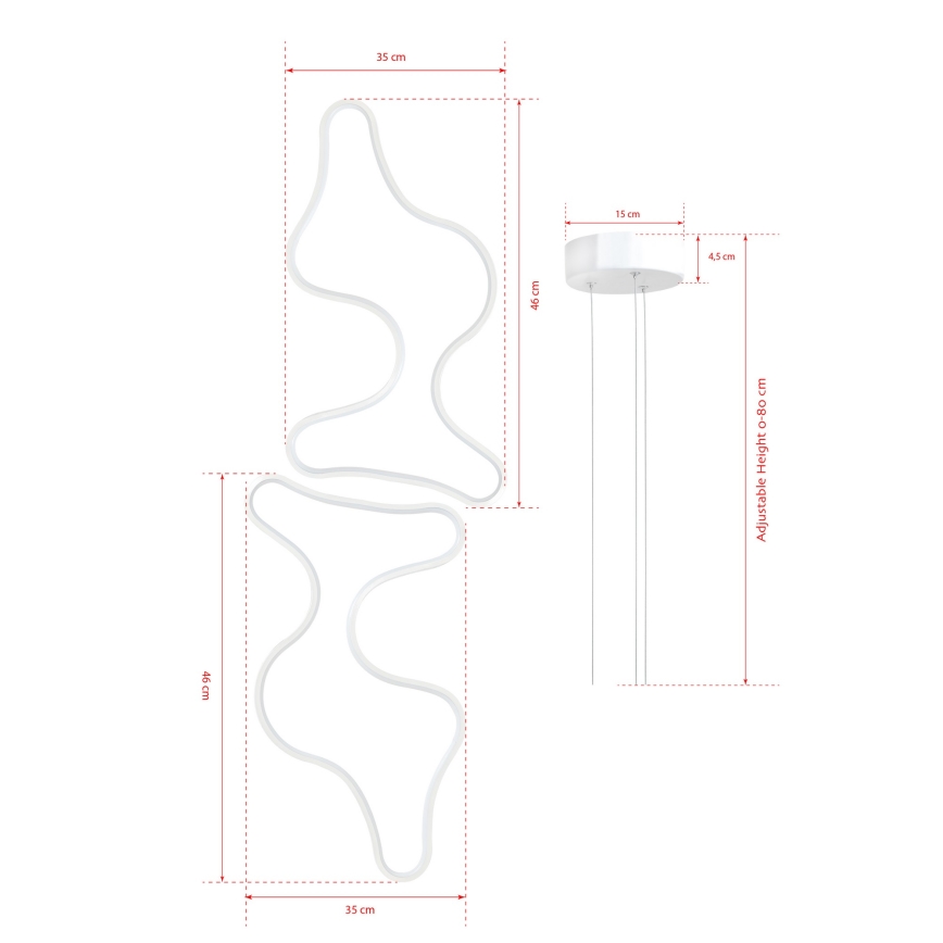 LED Luster na lanku DUPLE ARTISAN LED/80W/230V 6500K bijela