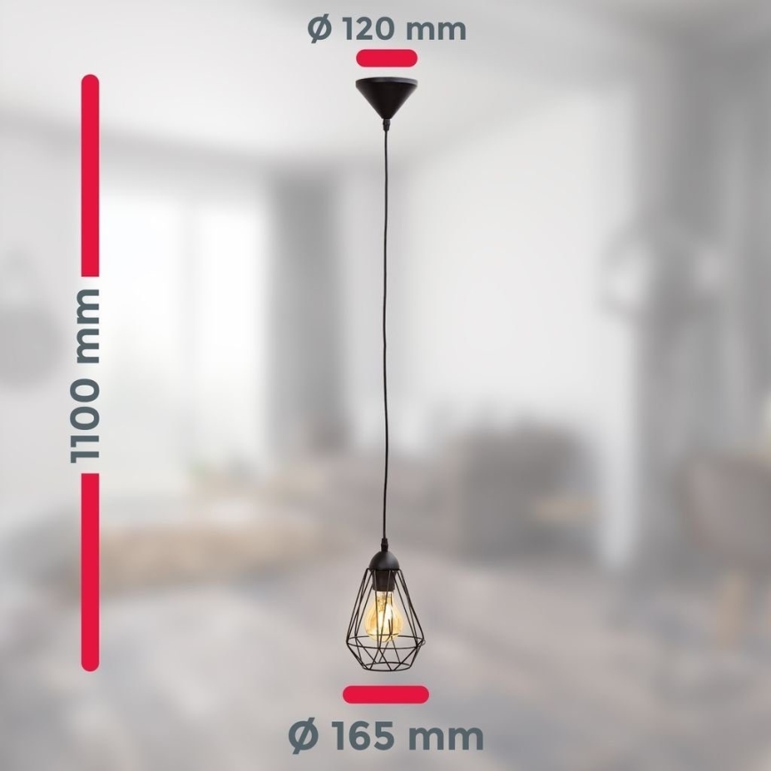 LED luster na sajli 1xE27/6,5W/230V 2500K crna