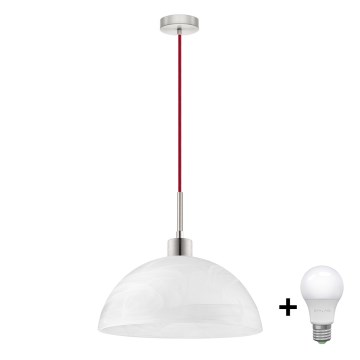 LED luster na sajli 1xE27/60W/230V bijela/crvena