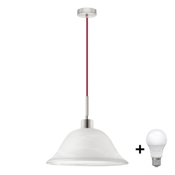 LED luster na sajli 1xE27/60W/230V bijela/crvena