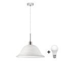 LED luster na sajli 1xE27/60W/230V bijela/prozirna