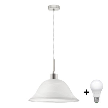 LED luster na sajli 1xE27/60W/230V bijela/prozirna
