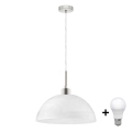 LED luster na sajli 1xE27/60W/230V bijeli/proziran