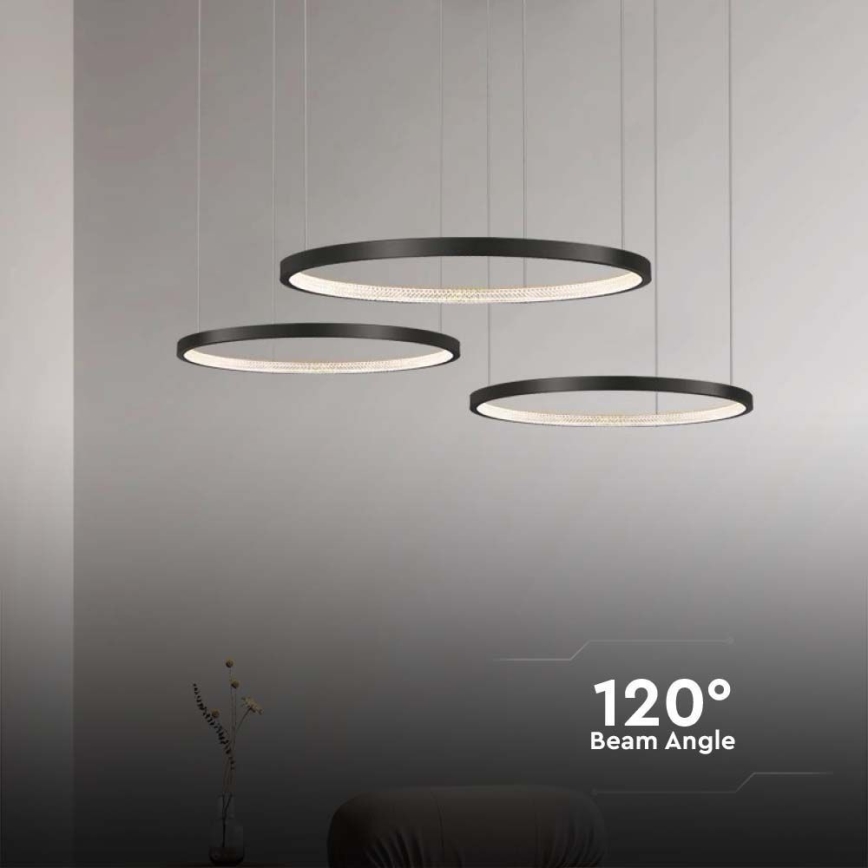 LED Luster na sajli 3xLED/19W/230V 4000K crna