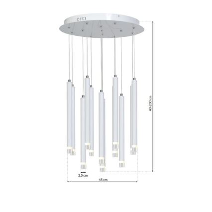 LED Luster na sajli ALBA 12xLED/1W/230V bijela