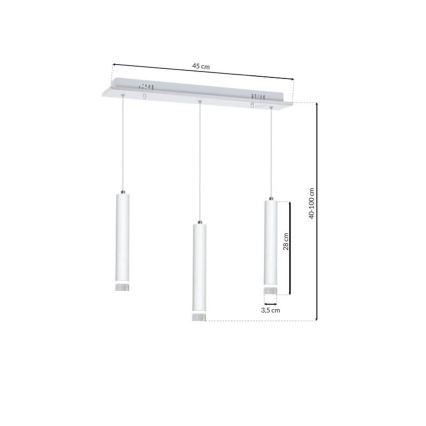 LED Luster na sajli ALBA 3xLED/15W/230V bijela