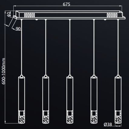 LED Luster na sajli ALBA 5xLED/25W/230V bijela