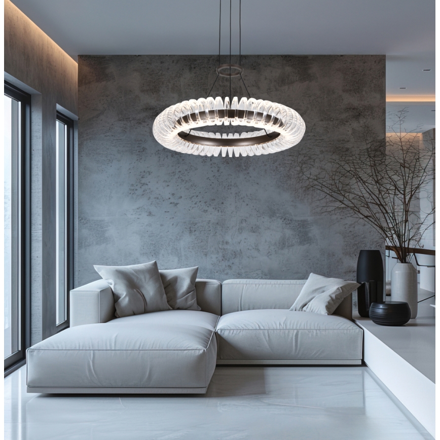 LED luster na sajli ALBA LED/39W/230V siva/prozirna