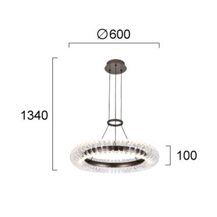 LED luster na sajli ALBA LED/39W/230V siva/prozirna