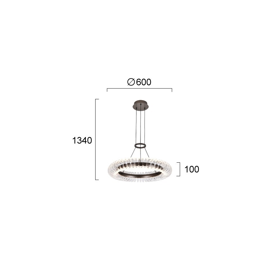 LED luster na sajli ALBA LED/39W/230V siva/prozirna