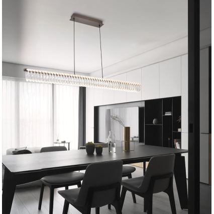 LED luster na sajli ALBA LED/39W/230V siva/prozirna