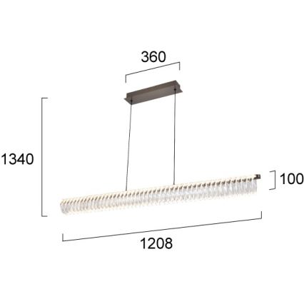 LED luster na sajli ALBA LED/39W/230V siva/prozirna