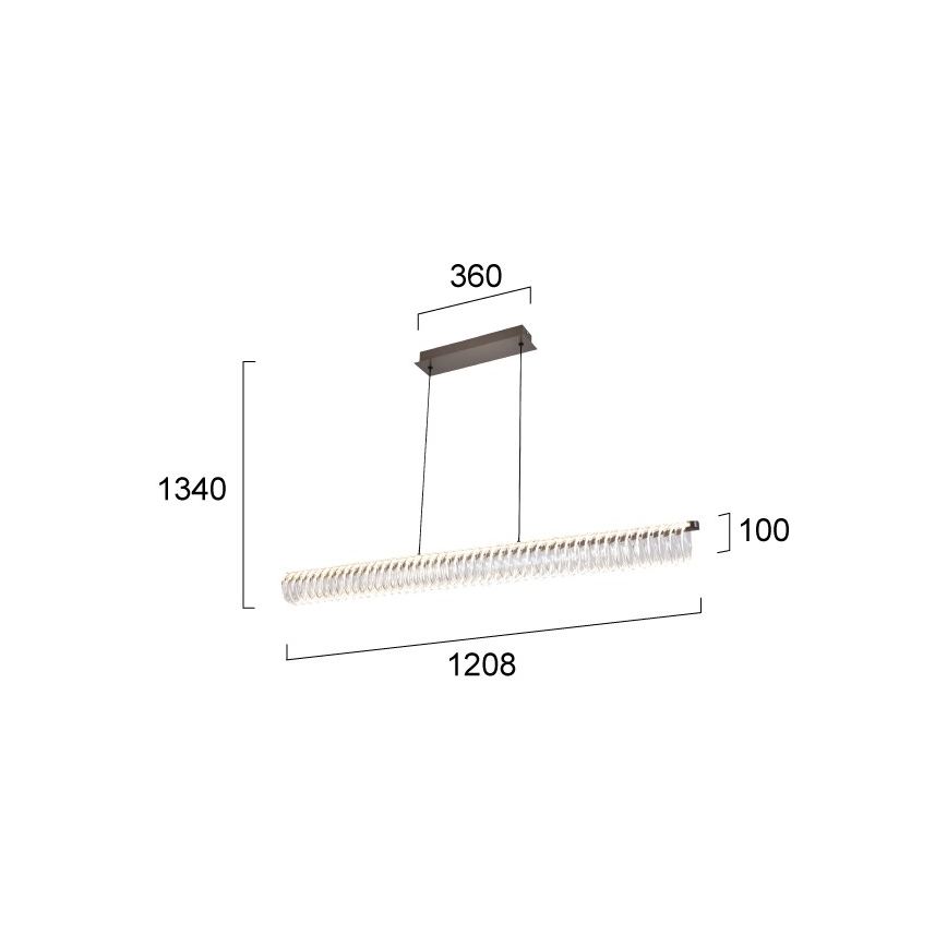 LED luster na sajli ALBA LED/39W/230V siva/prozirna