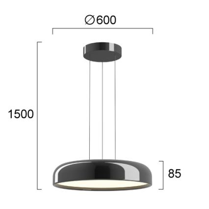 LED luster na sajli ALENSA LED/60W/230V CRI 94 crna