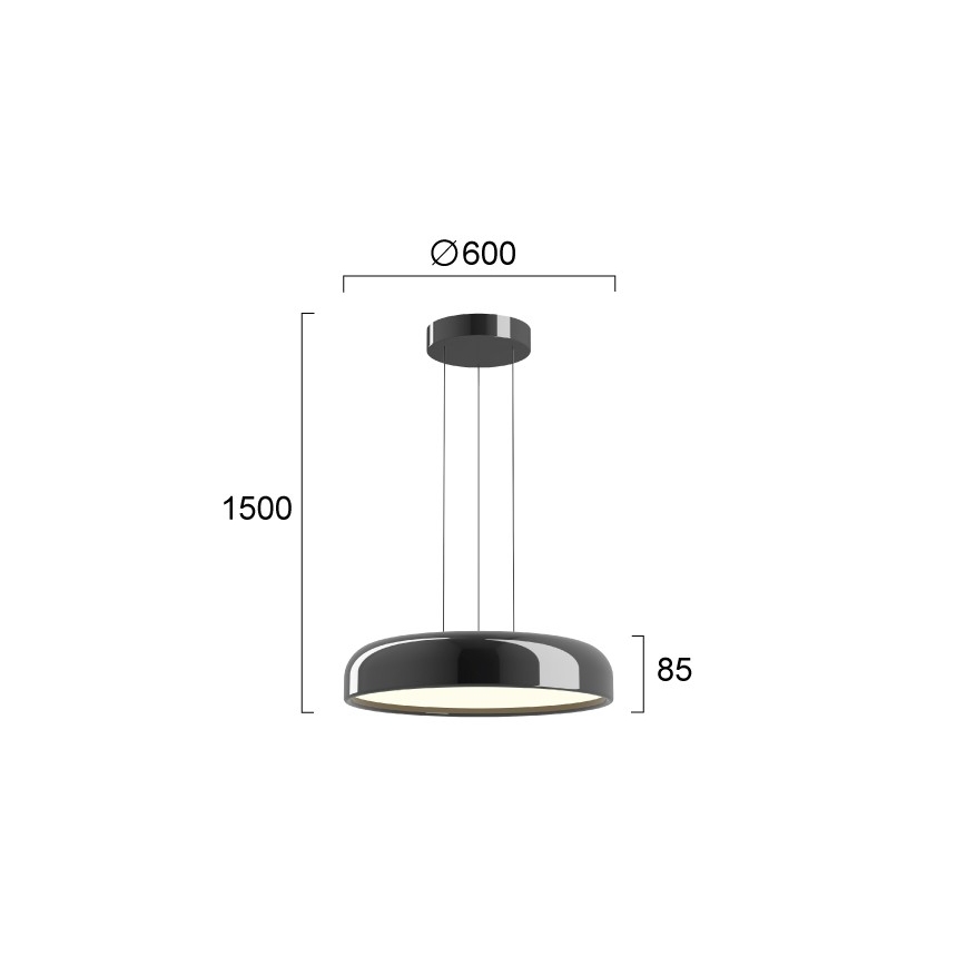 LED luster na sajli ALENSA LED/60W/230V CRI 94 crna