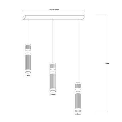 LED luster na sajli AMBIENTE 3xLED/6W/230V 3000/4000/6000K crna