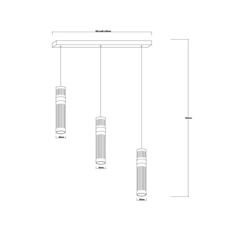 LED luster na sajli AMBIENTE 3xLED/6W/230V 3000/4000/6000K crna