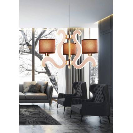 LED Luster na sajli AMBROSIA 3xE14/40W/230V + LED/18,4W bakrena