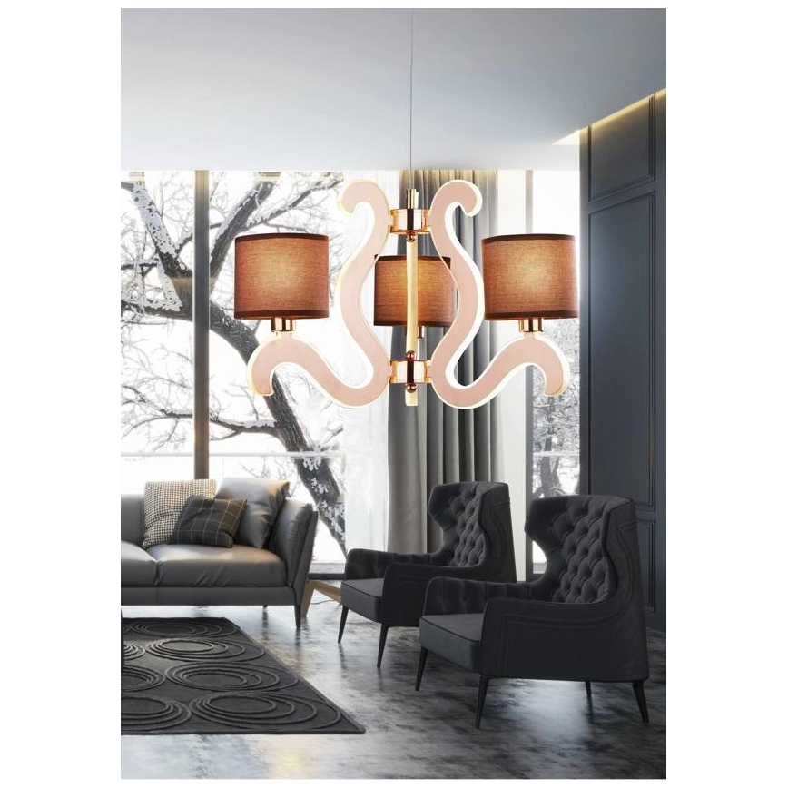 LED Luster na sajli AMBROSIA 3xE14/40W/230V + LED/18,4W bakrena
