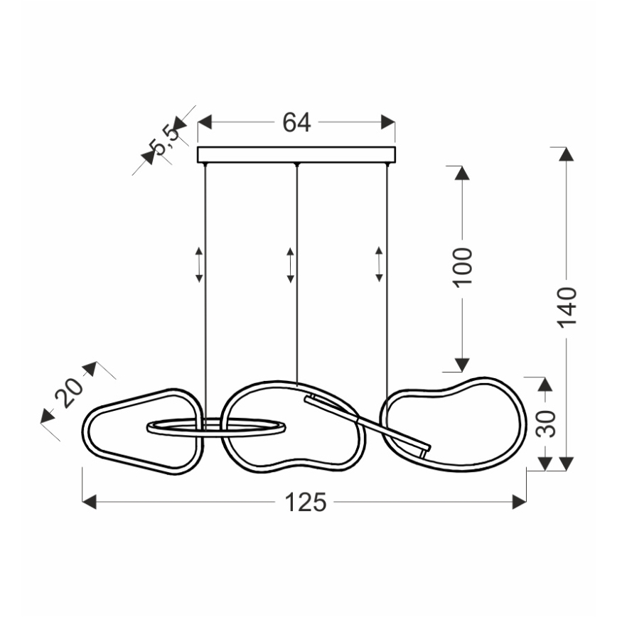 LED luster na sajli ANNELI LED/45W/230V 125 cm zlatni