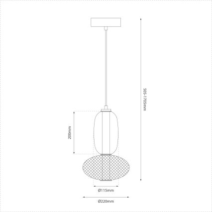 LED Luster na sajli ARAME LED/15W/230V pr. 22 cm crna