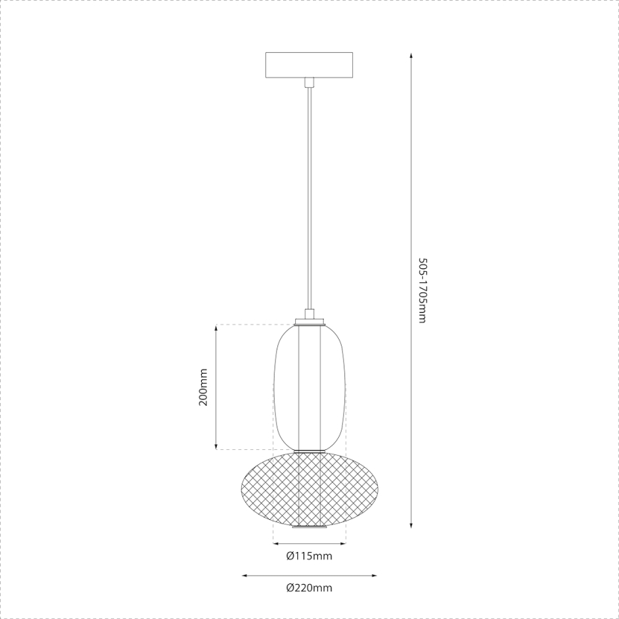 LED Luster na sajli ARAME LED/15W/230V pr. 22 cm crna