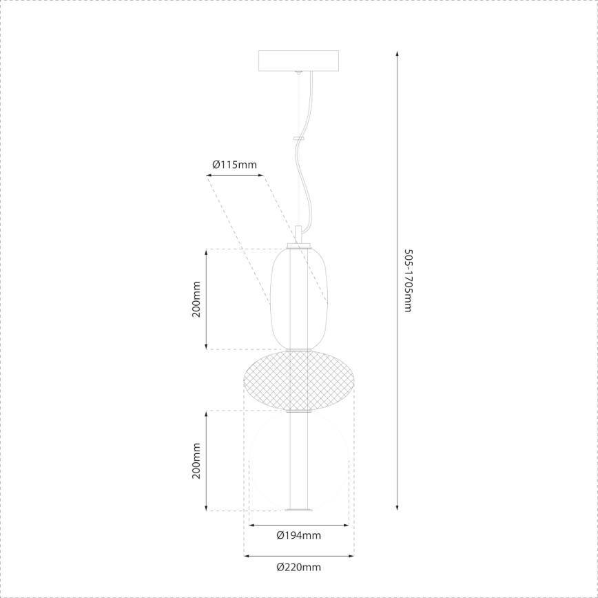 LED Luster na sajli ARAME LED/23W/230V pr. 22 cm crna