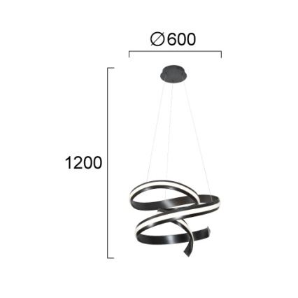 LED luster na sajli AREZIA LED/62W/230V crna