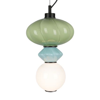 LED Luster na sajli ASCOLI LED/8W/230V pr. 20 cm zelena/plava