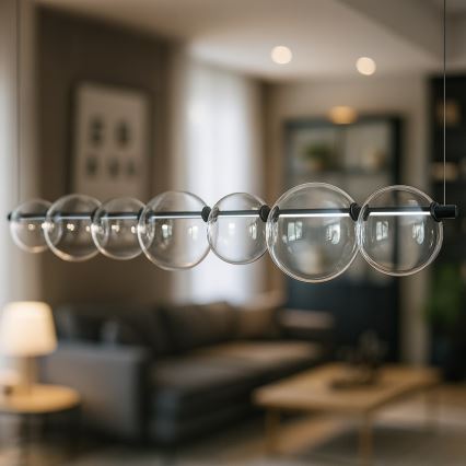 LED luster na sajli ATOLA LED/19W/230V crna/prozirna