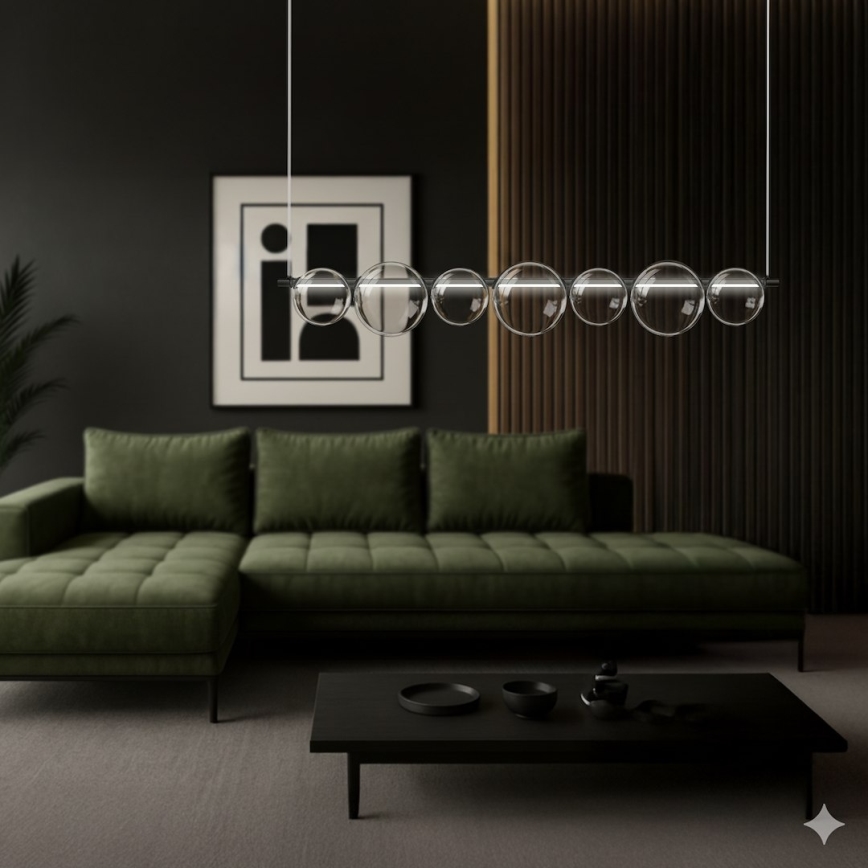 LED luster na sajli ATOLA LED/19W/230V crna/prozirna