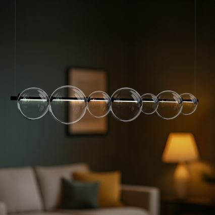 LED luster na sajli ATOLA LED/19W/230V crna/prozirna