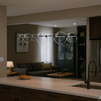 LED luster na sajli ATOLA LED/19W/230V crna/prozirna