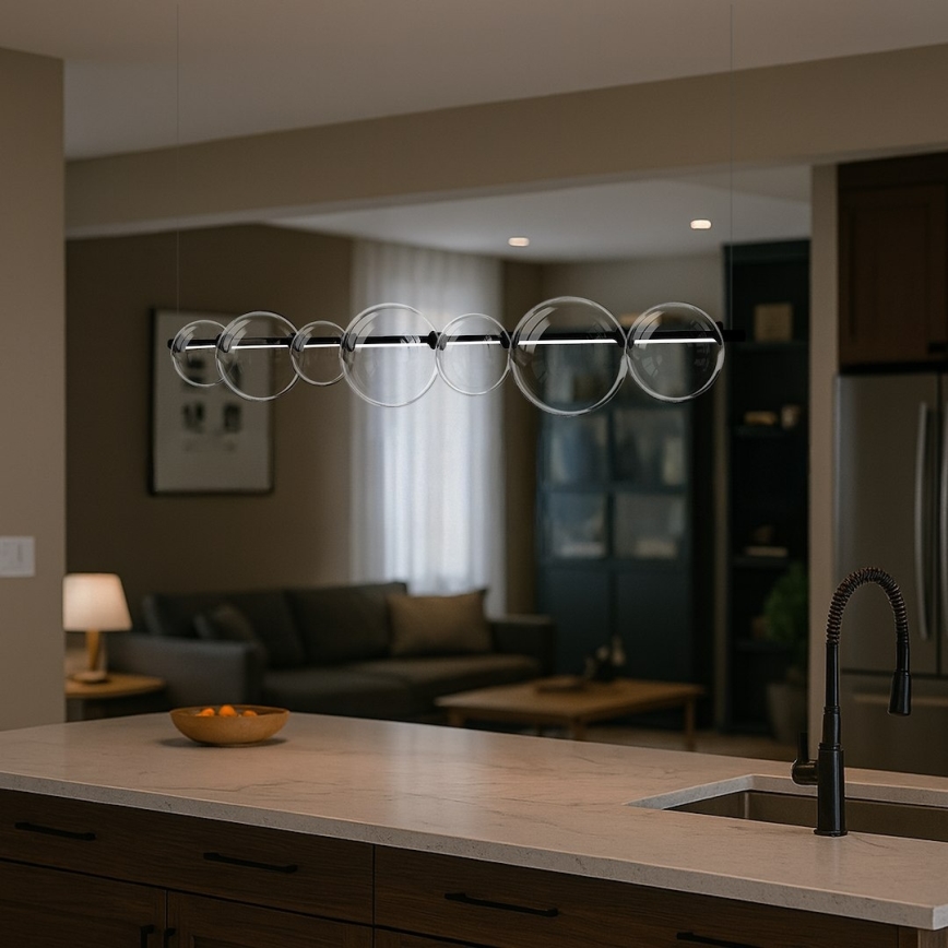 LED luster na sajli ATOLA LED/19W/230V crna/prozirna