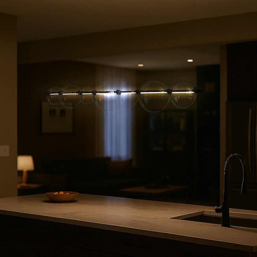 LED luster na sajli ATOLA LED/19W/230V crna/prozirna