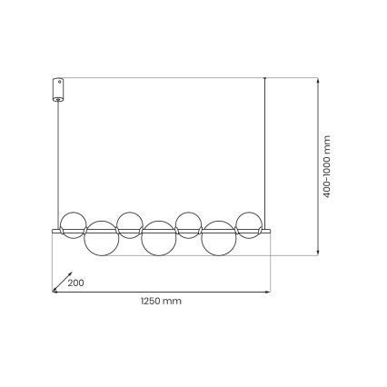 LED luster na sajli ATOLA LED/19W/230V crna/prozirna