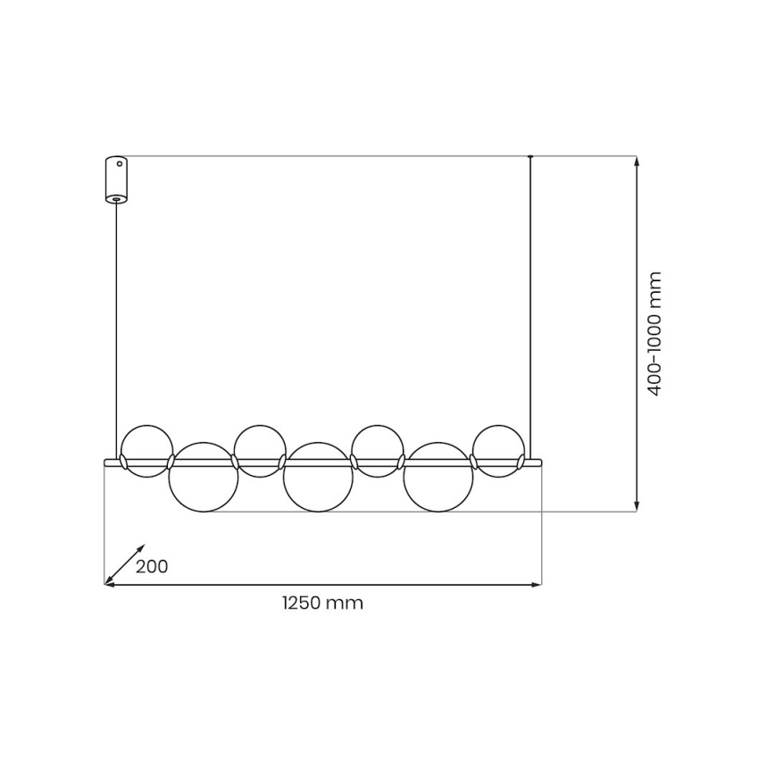 LED luster na sajli ATOLA LED/19W/230V crna/prozirna