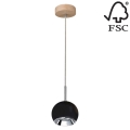 LED Luster na sajli BALL WOOD 1xGU10/5W/230V mat hrast – FSC certificirano