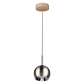 LED Luster na sajli BALL WOOD 1xGU10/5W/230V mat hrast