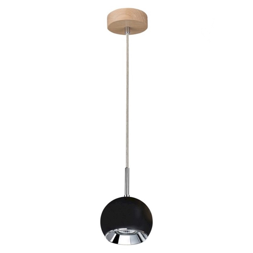 LED Luster na sajli BALL WOOD 1xGU10/5W/230V mat hrast