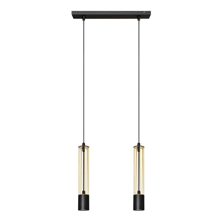LED Luster na sajli BARS 2xGU10/4,8W/230V crna/zlatna