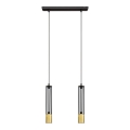 LED Luster na sajli BARS 2xGU10/4,8W/230V crna/zlatna