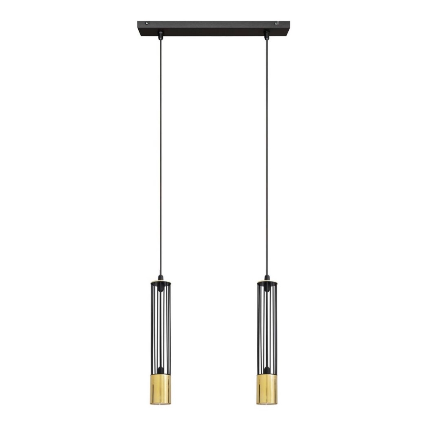 LED Luster na sajli BARS 2xGU10/4,8W/230V crna/zlatna